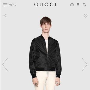 gucci reversible gg jacquard nylon bomber jacket